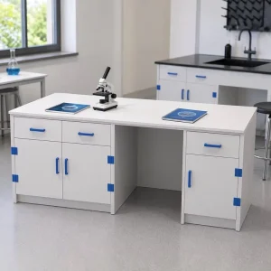 Chemical Resistant PP Laboratory Workbench Lab Desk with Storage Cabinet and Drawer for School Hospital Lab