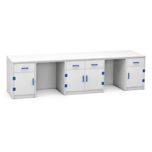 Chemical Resistant PP Laboratory Workbench with Large Storage Cabinet Drawer School and Hospital Use Laboratory Furniture