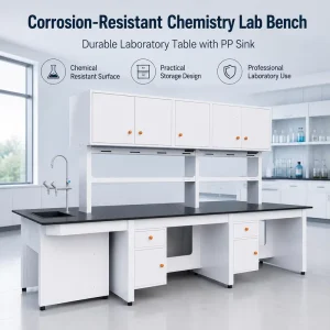 Chemistry Lab Bench Workstation Laboratory Table with PP Sink Acid Resistance Corrosion Resistant Reagent Shelf