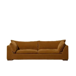 Chenille Linen Mix Fabric Modern Soft Family Living Room Apartment Office Khaki Cloud Talon 3 Seater Sofa