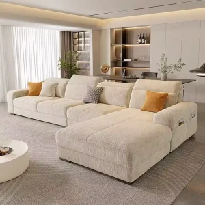 Chenille Sofa With Chaise Lounge Modern Nordic Fabric Sofa Detachable Washable Living Room Sofa Set
