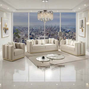 Chesterfield Modern Modular Sectional Luxury Velvet Fabric Sofa Set Apartment Hotel Use Tufted Back Foam Filled Gold Stainless