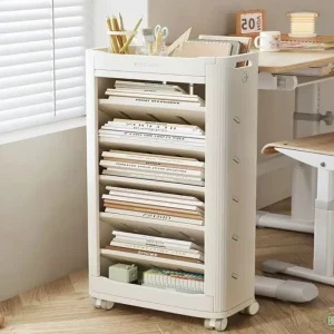 Children Floor Standing Book Rack HDPE Large Capacity Multi Layer Storage Shelf Mobile Rolling Safe Corner Organizer