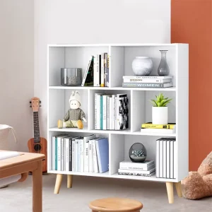 Children Solid Wood Modern Bookshelf White Cube Storage Lockers Library Book Shelves Bookcase