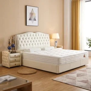 Children’s 1.8m Double Queen King Size PU Leather Upholstered Plastic Frame Storage Bed Massage Function for Hotel Dormitory