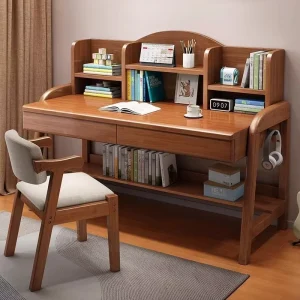 Children’s Modern Study Desk Chair Set Home Bedroom Adjustable Height Solid Wood Bookshelf Elementary School Home Furniture