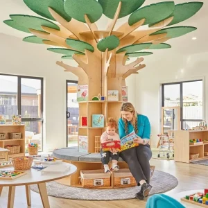 Children’s Montessori Wooden Reading Tree Bookshelf Set for Nursery School Kitchen Daycare Eco Friendly Durable Kids Library