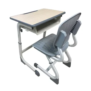 Children’s School Desk and Chair Set Ergonomic Adjustable Height Wooden Desktop C shaped Stable Home Classroom Use