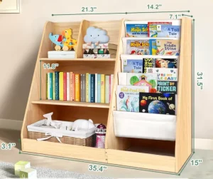 Children’s Wooden Modern Living Room Furniture Eco-Friendly 3-Shelf Bookcase for Home Office and Hotel Use