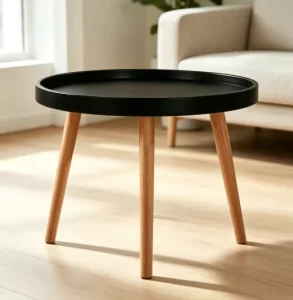 China Bazhou Furniture Factory Plastic Easy Clean Durable Modern Small Living Room Home Furniture Coffee Table Wooden Legs