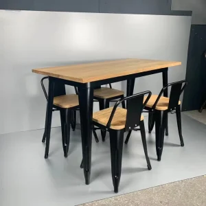 China Direct Factory Made Durable Wooden Metal Cafe Chairs and Tables Restaurant Chairs Tables for Sale