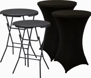 China Factory 60cm 110cm Portable Folding High Top 32inch Outdoor Bar Round Foldable Party Black Cocktail Table for Events