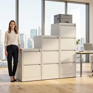 China Factory Modern Steel Office Storage Cabinet 4 Drawer Filing Cabinet Central Locking Grey for Home Office School