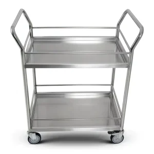 China Factory Stainless Steel Utility Trolley 3 Tiers Restaurant Dining Cart with Locking Wheels for Kitchen Restaurant Hotel