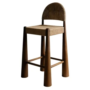 China Factory Woven Rattan Bar Chair Solid Wood High Bar Chair