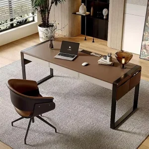 China Light Luxury Saddle Leather Modern Simple Home Study Living Room Office High end Computer Desk