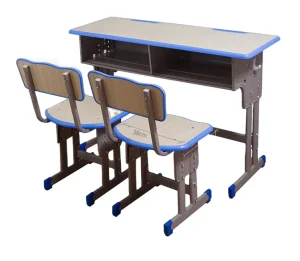 China Manufacture Classroom Furniture School 2 Person Double Tables Student Studying and Writing Desks and Chairs Set