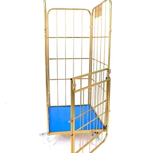 China Manufacturer Direct Hotel Laundry Trolley Folding Sliding with Wheels Metal Steel Golden Nestable 500kg Capacity