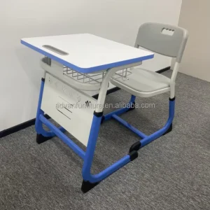 China Professional Factory Single School Desk and Chair Set Good Quality New Plastic Modern School