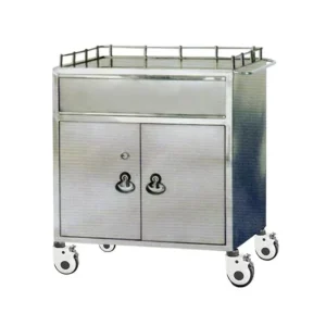China Supply Medical Anesthesia Trolley Stainless Steel Delivery Cart Wheels Cabinet Two Doors ISO 9001 Certified Hospital