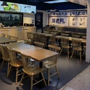 Chinese Chain Restaurant Furniture Set Dining Tables Chairs & Booth Sofa Combination