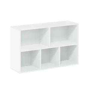 Chinese Factory Furniture Wood 5 Cube Organizer Bookcase in White