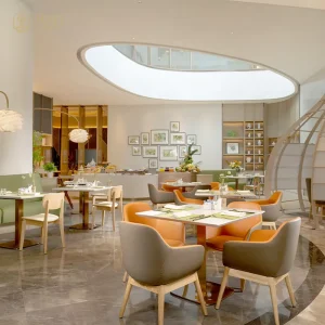 Chinese Foshan Wooden Hotel Modern Booth Seating Set Project Custom Luxury Table and Chair Commercial Restaurant Furniture