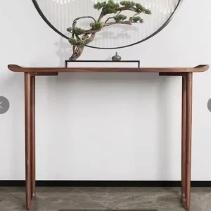 Chinese Style Solid Wood Console Table Hotel Viewing Platform Wall Mounted Long Entrance Cabinet Zen Inspired Upturned Table