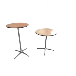 Chrome Tube Bar Cocktail Table with Wood Tabletop Modern Design for Commercial Use