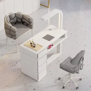 Chuque Single Nail Table and Chair Set Professional Nail Table and Chair with Vacuum Cleaner Table Nail Salon