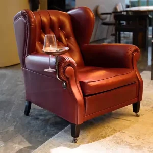 Cigar Chair Leather Material Classical Retro Style Living Room Hotel Coffee Shop Tiger Chair