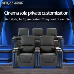 Cinema Sofa Durable Solid Wood Theater Seating with Cup Holders Reclining Function for Home Theater and School Venues