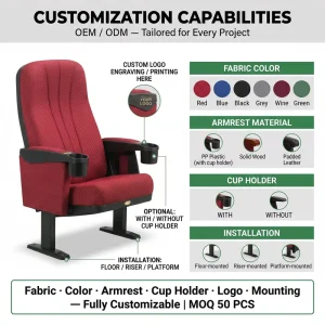 Cinema Theater Seat Foldable Tip up Padded Auditorium Chair Cold Rolled Steel Frame Bulk Project Supply EN1021 AODA