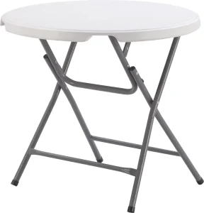 Circular Metal Frame Outdoor Dining Table Foldable & Stackable Waterproof UV Resistant Portable for Picnic & Banquet Use