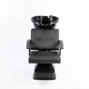 Classic Barbershop Salon Hair Washing Sink Ceramic Shampoo Chair with Stainless Steel Armrests