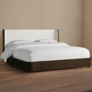 Classic Bedroom Furniture Solid Wood Upholstery Home Bed Frame Queen King Size Fabric Shelter Bed