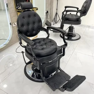 Classic Black Vintage Barber Chair Synthetic Leather for Hair Cut