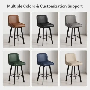 Classic Button Tufting Bar Chair Footrest Ring Counter Height Stool for Home Kitchen Dining Room