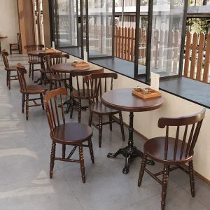 Classic Cafe Furniture Commercial Table and Chair Set Windsor Style Seating for Restaurant Bakery Bistro Hotel Projects