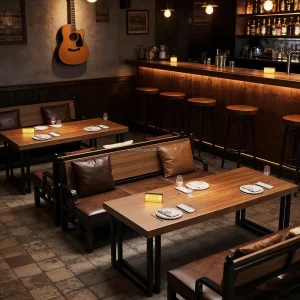 Classic Commercial Furniture Sectional L Shape Sofa Dining Room Synthetic Bar Metal Leather Restaurant Sofa Booth