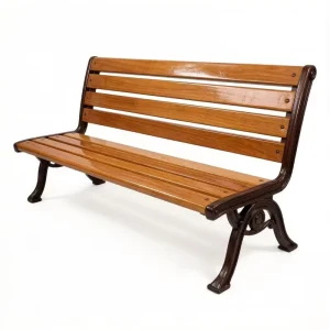 Classic Curved Leg Outdoor Seating Heavy Duty Cast Aluminum Solid Wood Slat Bench Chair for Public Area Seating