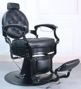 Classic Customized Luxury Hydraulic Pump Leather Barber Chair Armrests 360 Degree Swivel Reclining Height Adjustable Salon Chair