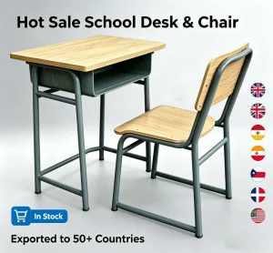 Classic Design Metal Adjustable Student Study Desk Durable Student Desk and Chair Sets for School Home Office Use