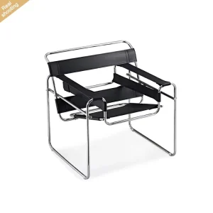 Classic Designer Chair Leather and Steel Frame Comfortable Lounge Chair Living Room Armchair