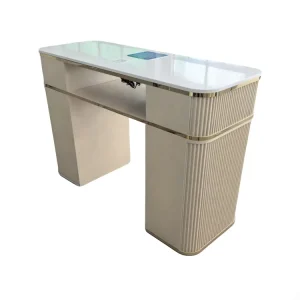 Classic French Style Beauty Salon Beige White Manicure Table Nail Tech Table and Chair Manicure Desk