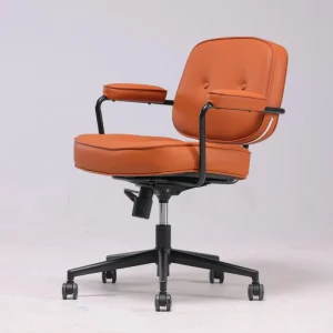 Classic Industrial Style Vintage Executive Office Chair Adjustable Height Padded Swivel Seating 5 Star Base for Creative Studio