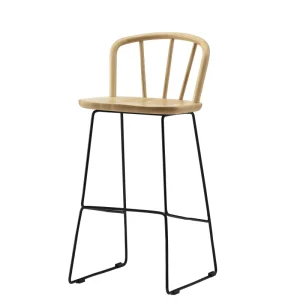 Classic Kitchen Metal Bar Stools High Chair Swivel Solid Wood Bar Stools with Back for Restaurant