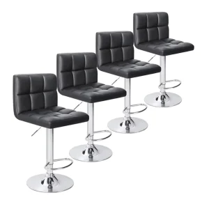 Classic Modern Luxury Black Leather Height Adjustable Chrome Base High Chair bar Counter bar Stool bar Chair