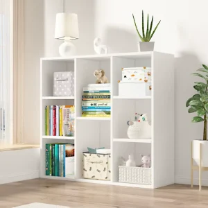 Classic Modern Wooden Panel Frameless Door Bookcase Bookshelf for Kids Room Home Office and Living Room