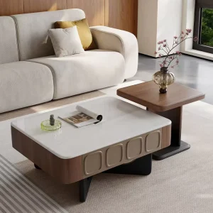 Classic New Design Creative Luxury Durable Square Wooden Coffee Table Set Modern Simple Living Room QC Certified Home Furniture